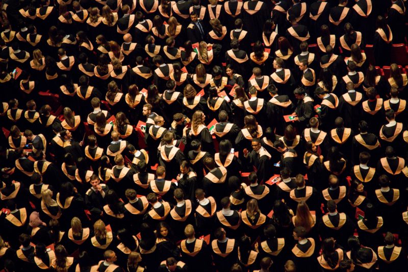 Overhead shot of new graduates